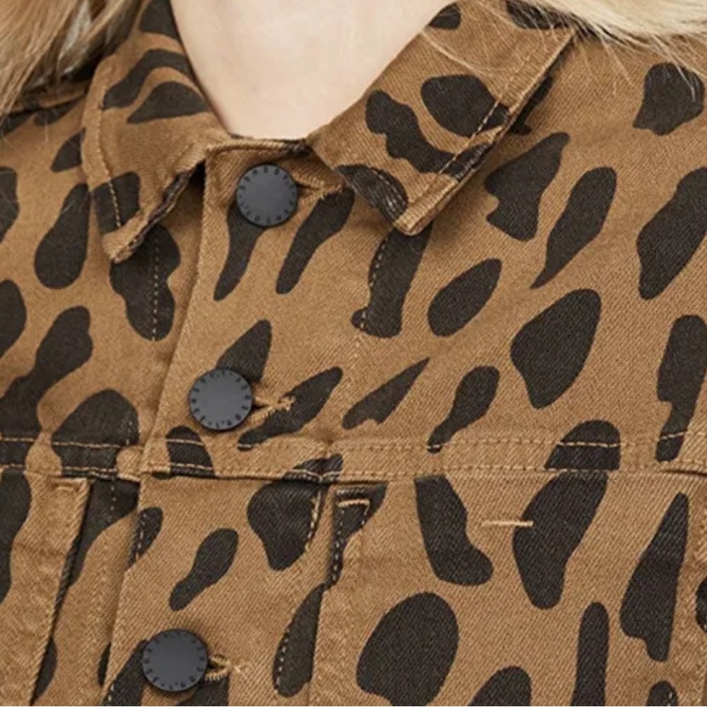 L’AGENCE CELINE CHEETAH PRINT DENIM JACKET - Picture 6 of 13